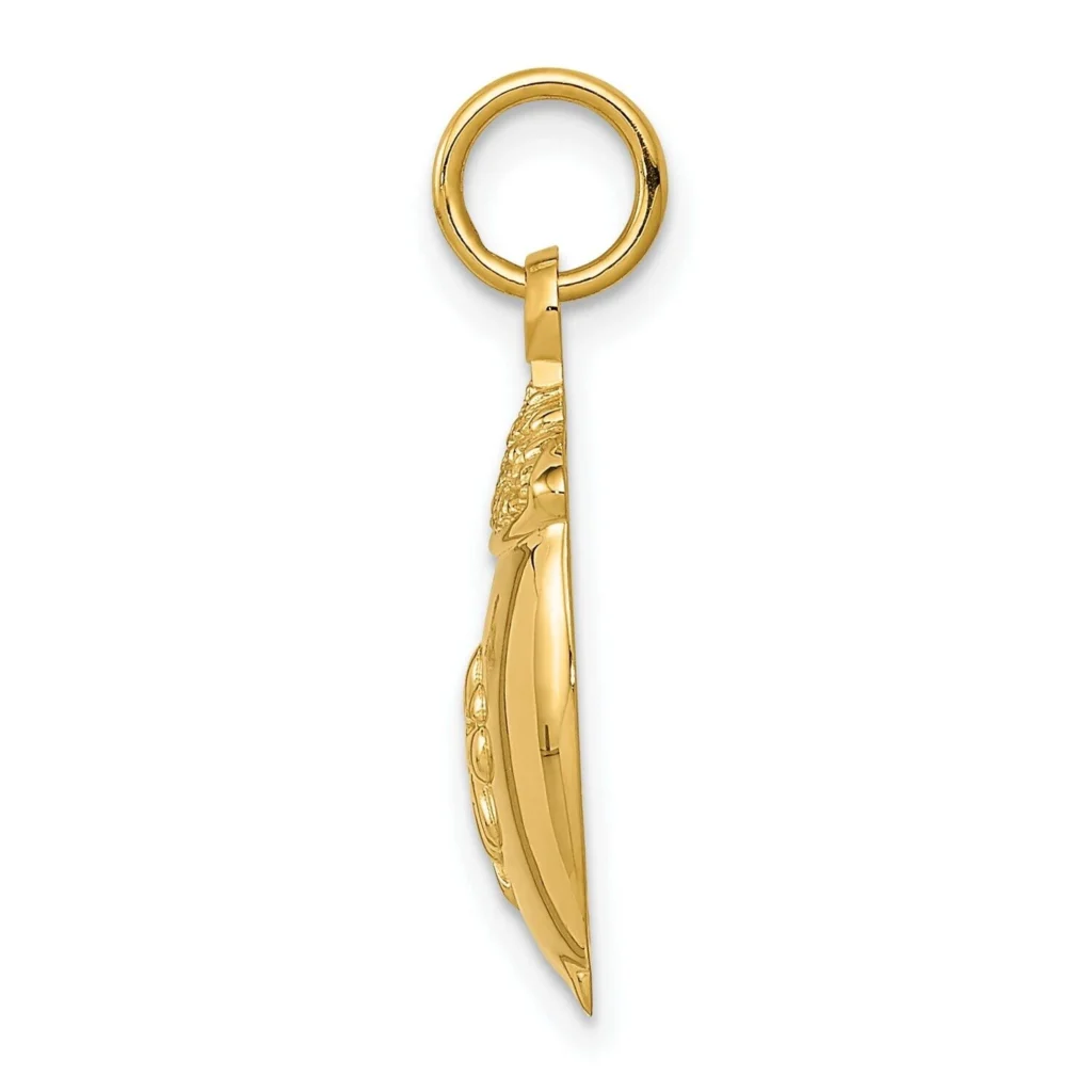Solid 14k Yellow Gold Pot Of Gold Pendant Charm With Clover side