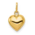 14k Yellow Gold Puffed Heart Charm Pendant