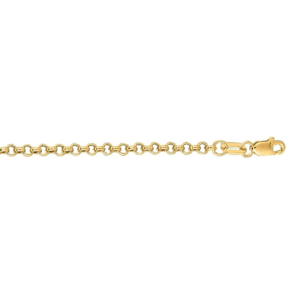Solid 14k Yellow Gold Rolo Cable Chain Necklace 1.1mm clasp