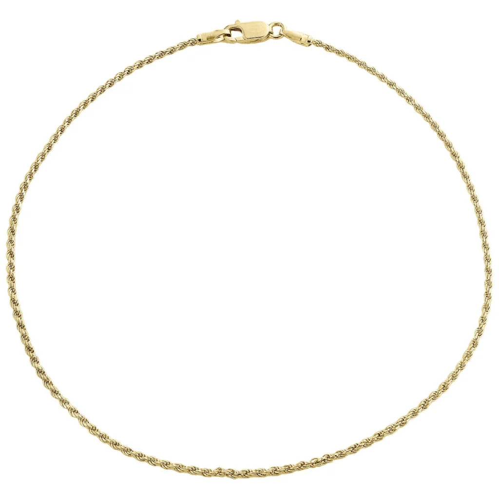 14k Yellow Gold Rope Bracelet 1mm