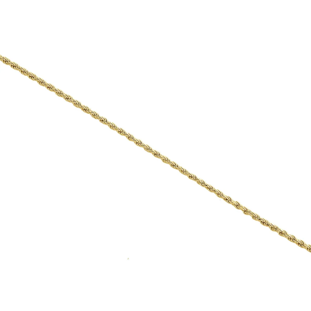 Solid 14k Yellow Gold Rope Bracelet 1mm Diamond Cut link