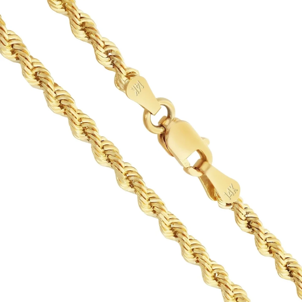 14k Yellow Gold Rope Bracelet 3mm