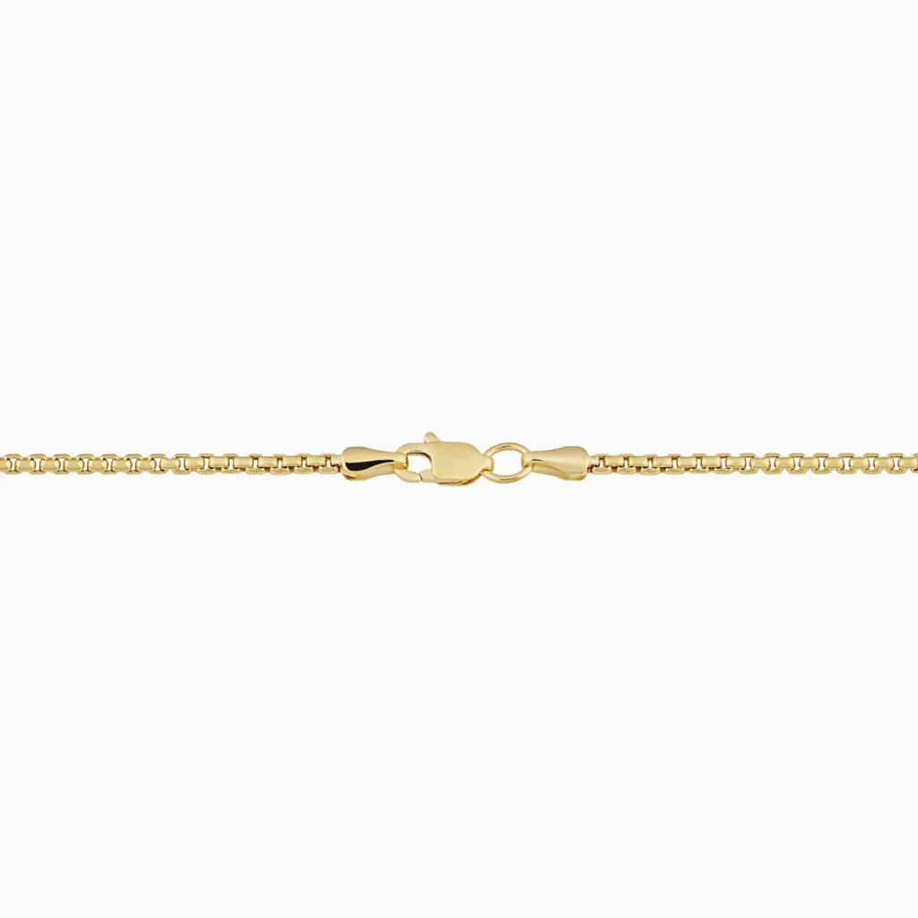 Solid 14k Yellow Gold Round Box Chain Necklace 2.5mm clamp