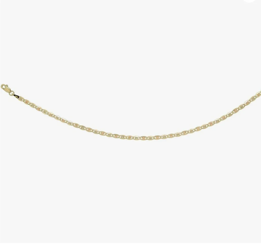 Solid 14k Yellow White Rose Valentino Gold Chain Necklace 2.3mm clasp