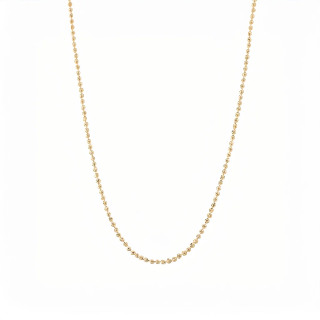 Solid 18k Yellow Gold Ball Bead Chain Necklace 1.5mm
