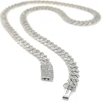 Diamond Cuban Link Chain Necklace 14K White Gold 12CT VS/SI clasp