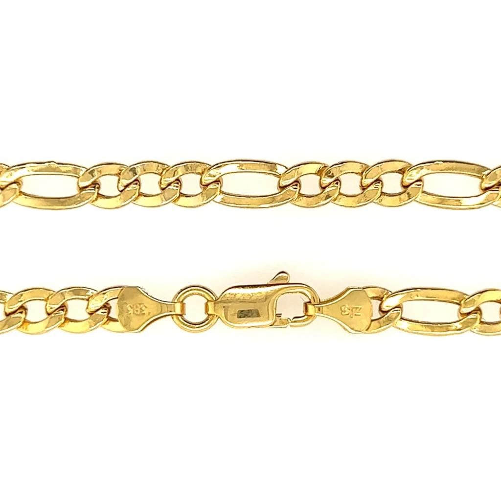 Solid 14k Yellow Gold Figaro Bracelet 4.5mm link