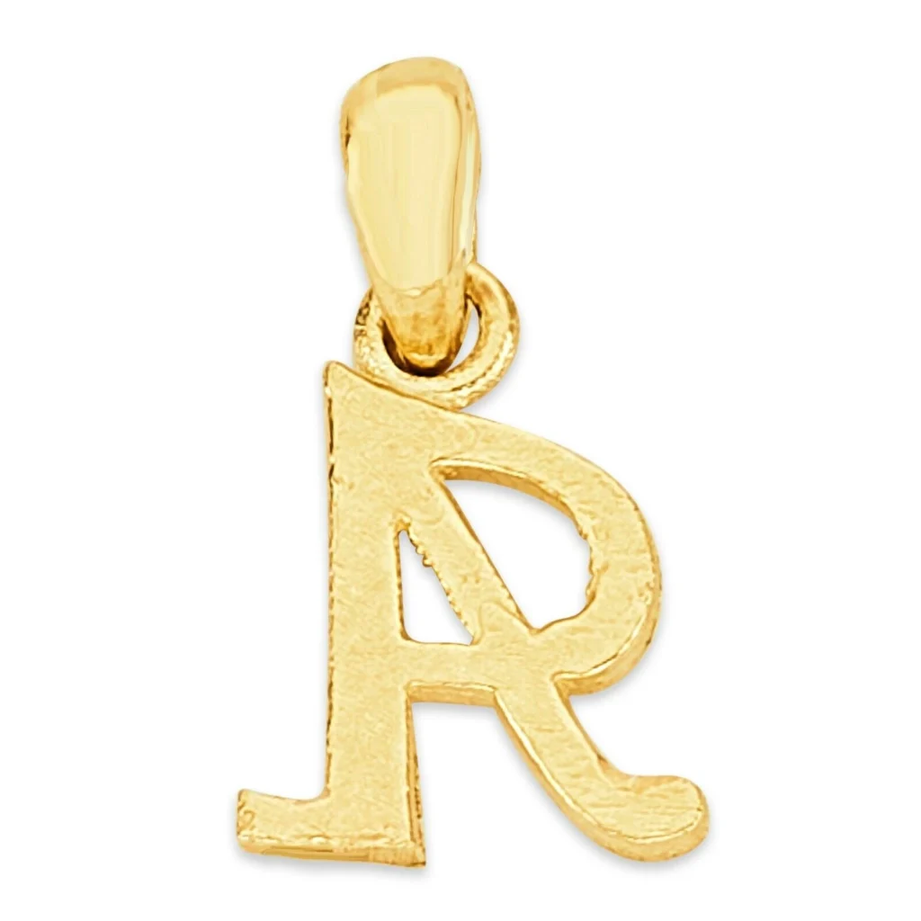 Letter A Solid 14k Yellow Gold Charm Pendant Initial back