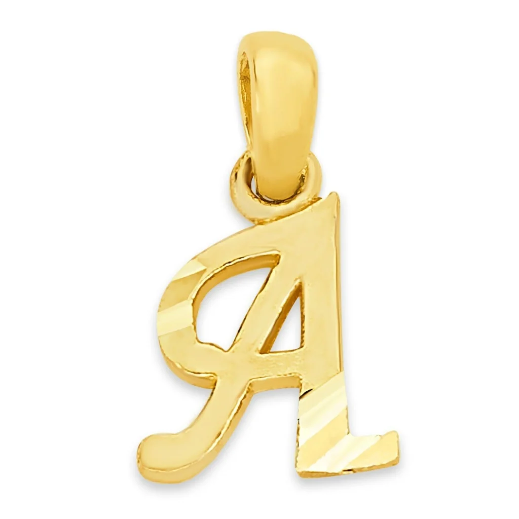 Letter A 14k Yellow Gold Charm Pendant