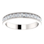 14k White Gold 1/2 ct Channel Set Diamond Milgrain Band Ring