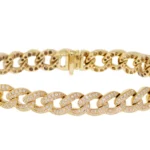 14k Yellow Gold 7.5mm Diamond Curb Cuban Bracelet 2.5ct 7" SI 1