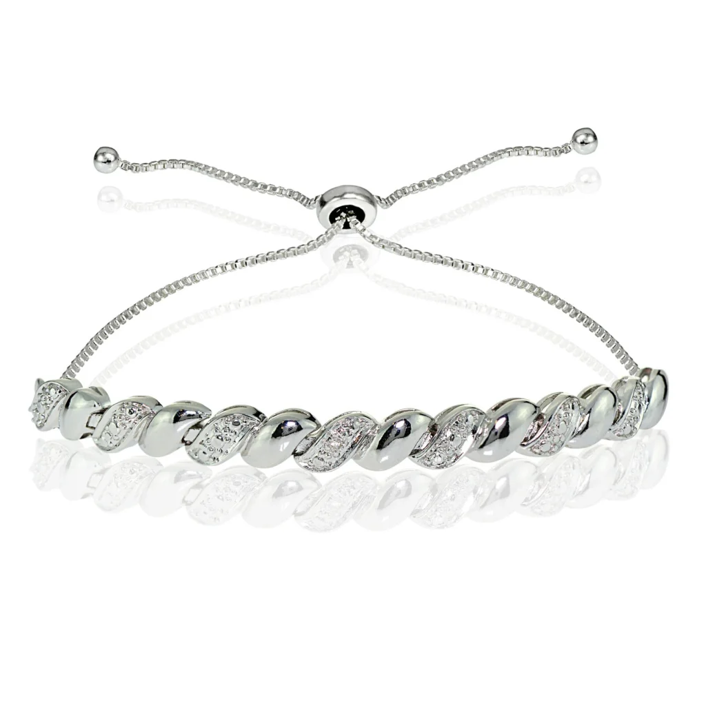 Sterling Silver Diamond Accent San Marco Adjustable Bolo Bracelet