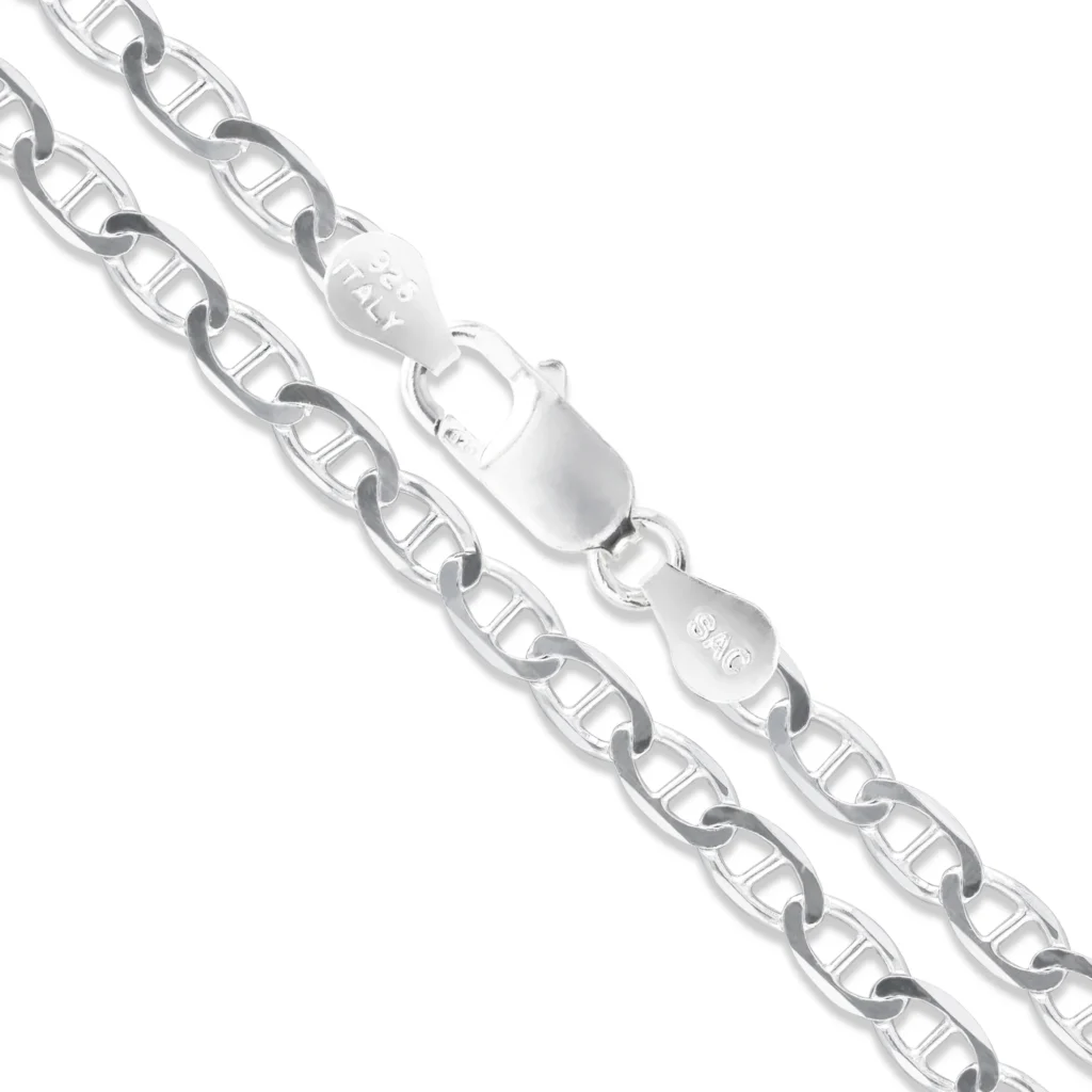 Silver Marina Anchor Flat Link Chain Necklace 3mm
